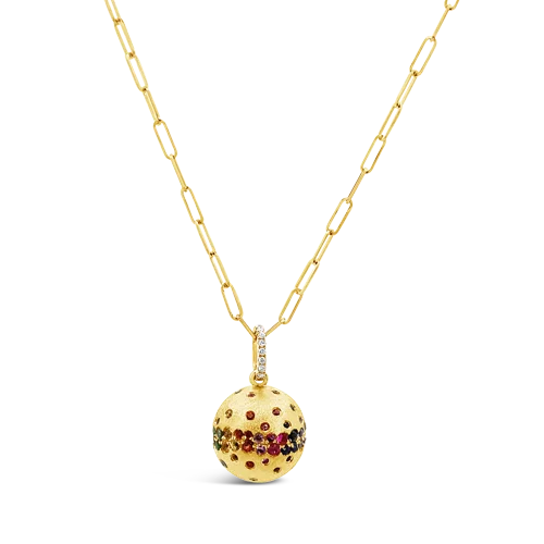 Vintage lockets for keepsake jewelry-Rainbow Sapphire Ball Pendant