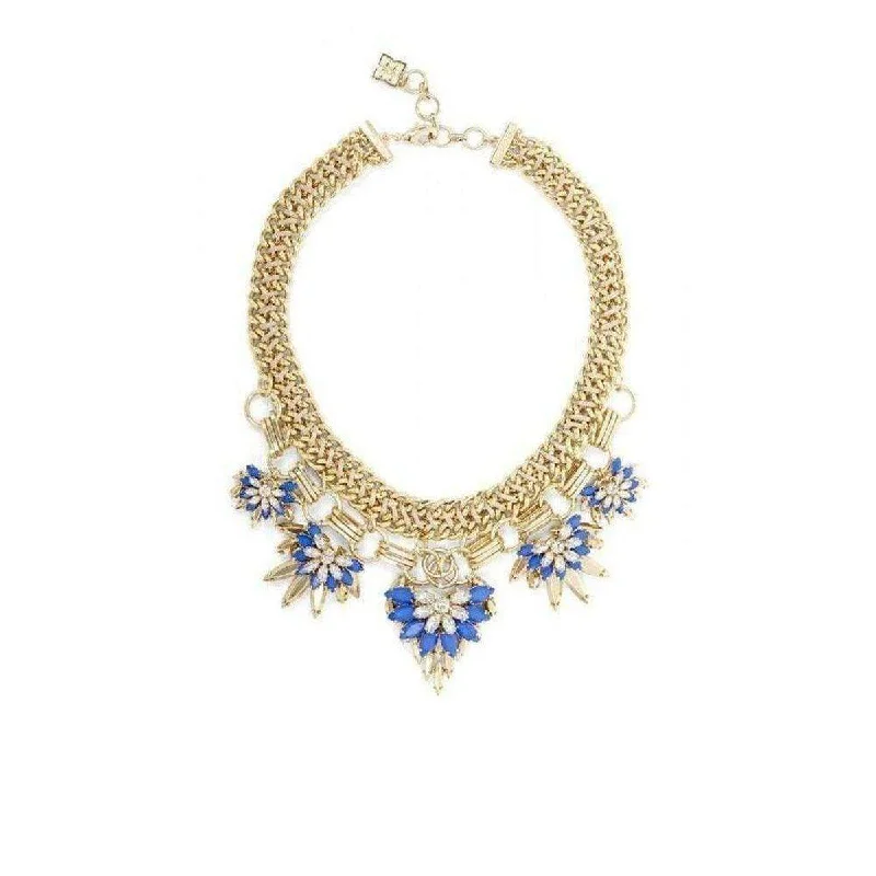 Artistic necklaces for creative fashion lovers-Floral Stone Chain Necklace JDKJE751-U44