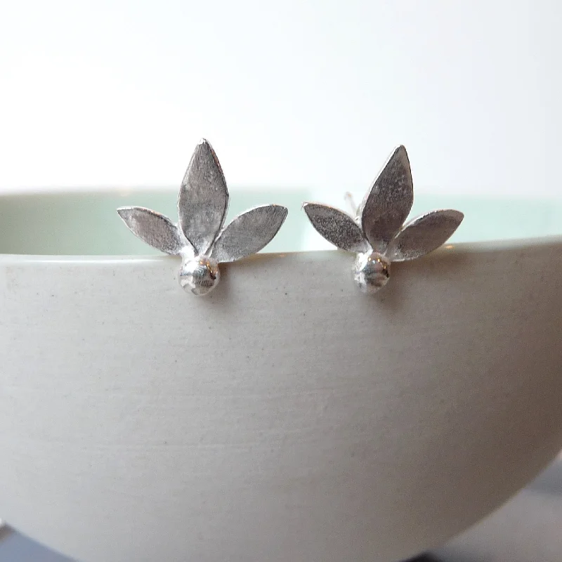 Personalized charm earrings for a custom feel-Ami Leaf Sterling Silver Studs