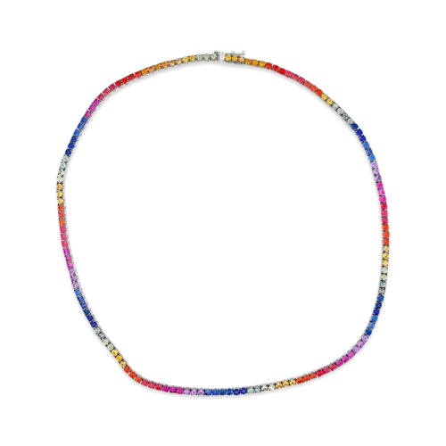 Pearl necklaces for timeless luxury-Rainbow Sapphire Necklace in White Gold