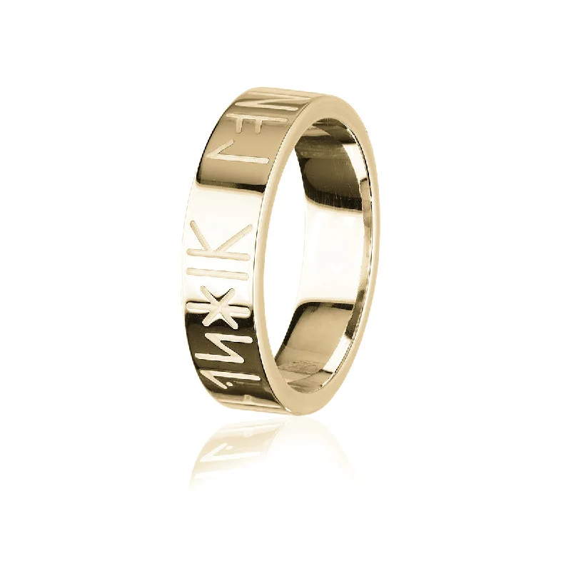 Modern engagement rings for contemporary style-Runic Gold Ring GXXR262