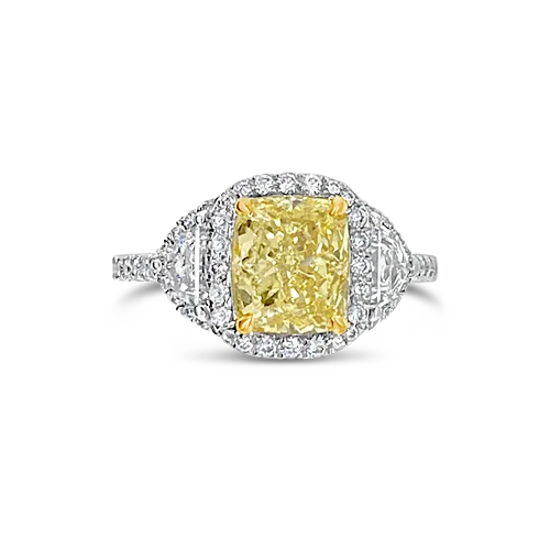 Classic wedding bands for simplicity and style-Fancy Yellow Diamond Engagement Ring