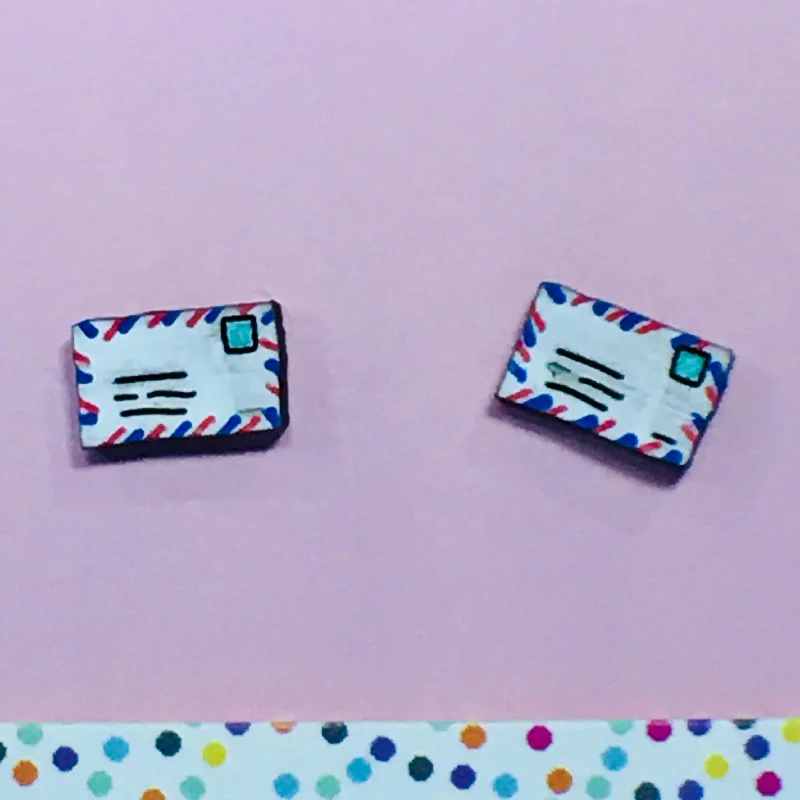 Handcrafted earrings with unique patterns-Studs: Airmail