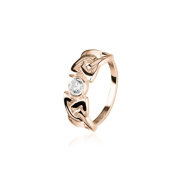 Custom rings with personalized initials for uniqueness-Celtic Rose Gold Ring RCR154