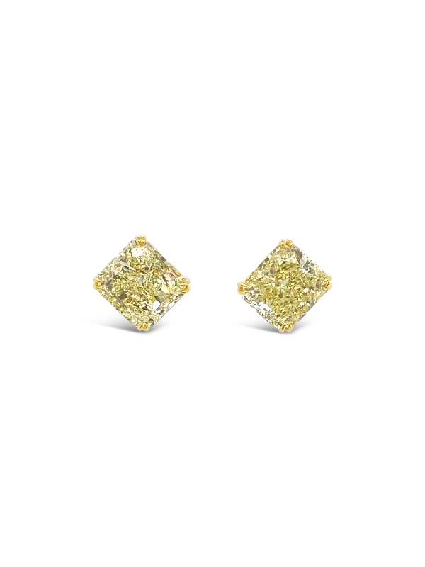 Designer earrings for high-end fashion lovers-Fancy Yellow Diamond Stud Earrings