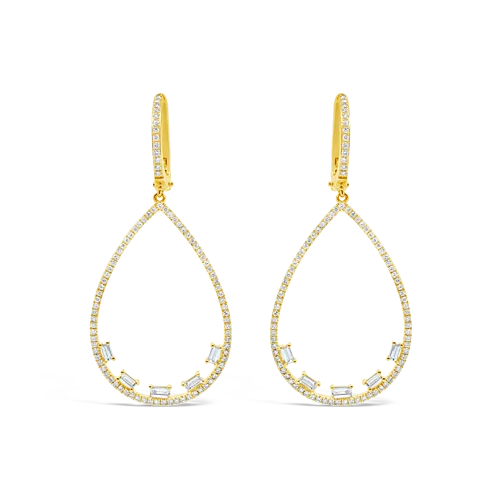 Modern stud earrings with artistic designs-Diamond Open Pearshaped Dangle Earrings