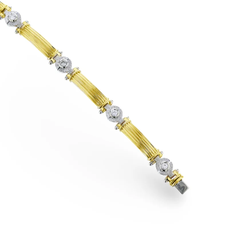 Gemstone bracelets for a pop of color-MEN'S 14KT WHITE & YELLOW GOLD 1.17CTW DIAMOND BRACELET