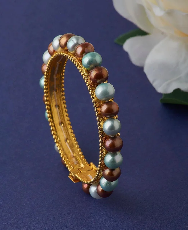 Geometric bangles for modern fashion lovers-Multi Real Pearl Bangle