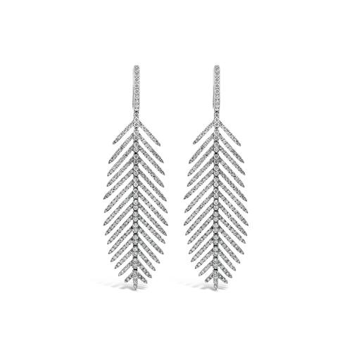 Lightweight hoop earrings for casual style-Diamond Feather Earrings