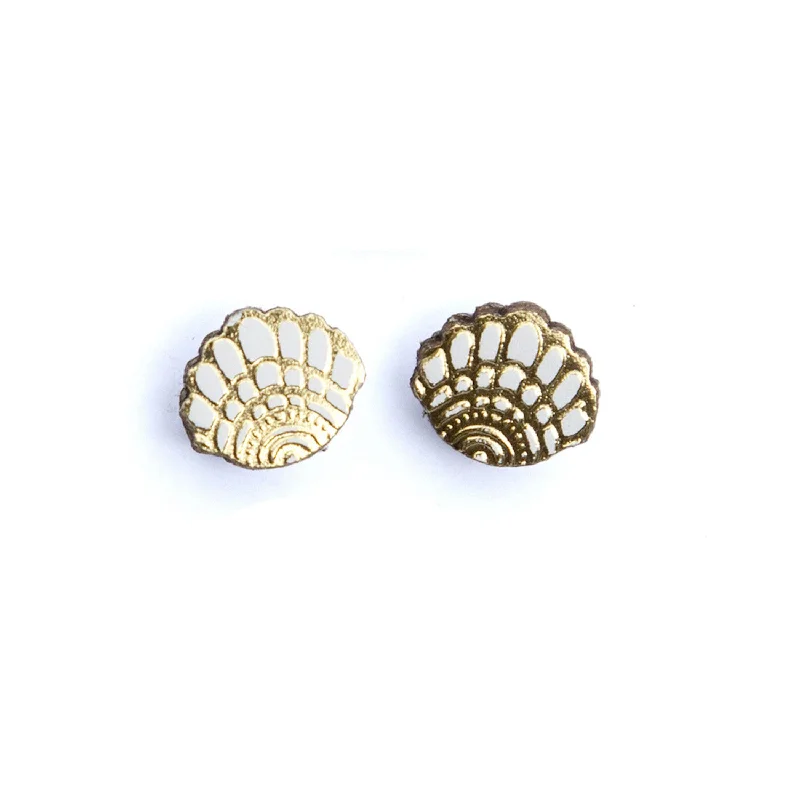 Hoop earrings with intricate designs-BAMBINO SHELL . stud earrings