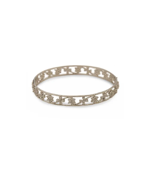 Bohemian-style stacking bangles for laid-back fashion-Stunning Stone studded Silver Bangle