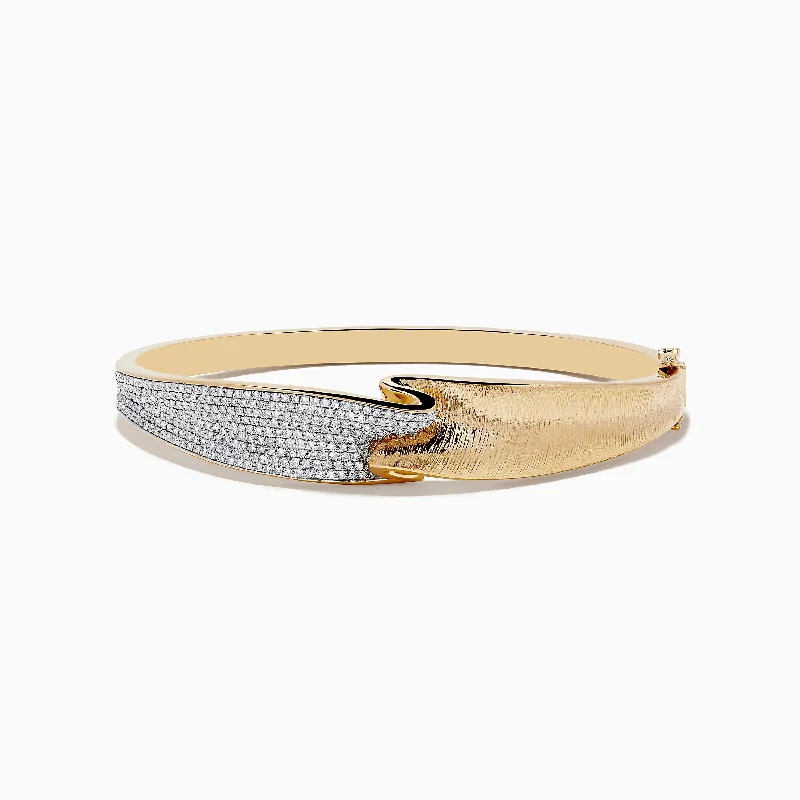 Boho-style bracelets for a laid-back vibe-D'Oro 14k Yellow Gold Pave Diamond Bangle