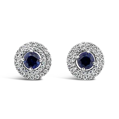 Designer pearl earrings for upscale events-Sapphire & Diamond Earrings