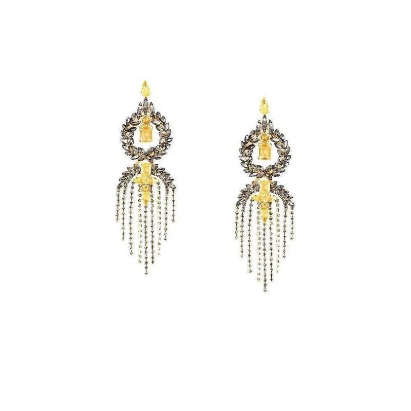 Vintage-style earrings with antique designs-Stone Fringe Earrings