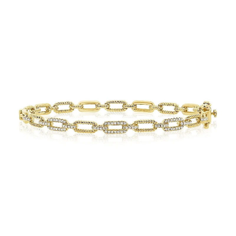 Classic gold bangles for every occasion-14K Yellow Gold Diamond Link Hinged Bracelet