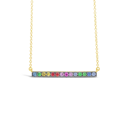 Birthstone necklaces for a personal touch-Multi-color Gemstone Bar Necklace