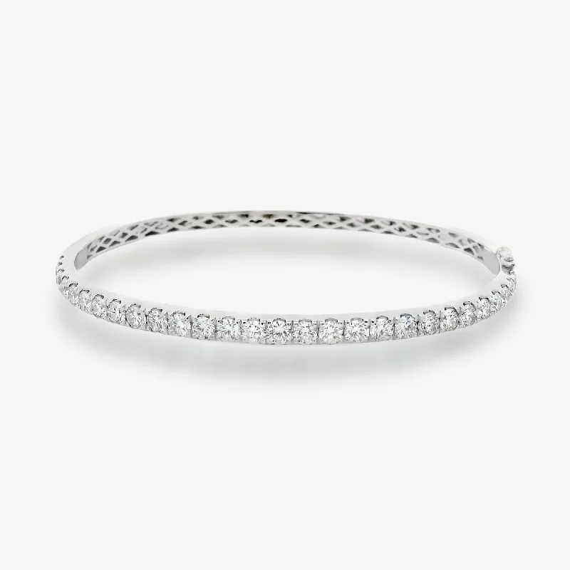 Vintage metal bracelets for retro flair-2.85CT 1/2 Way Diamond Bangle Bracelet