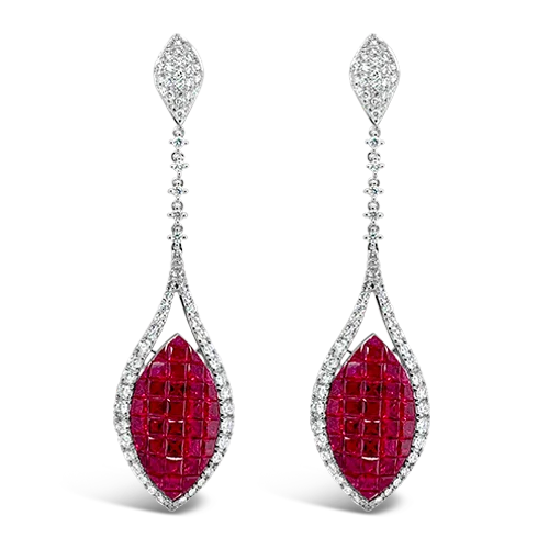 Hoop earrings with unique textures and patterns-Ruby & Diamond Dangle Earrings