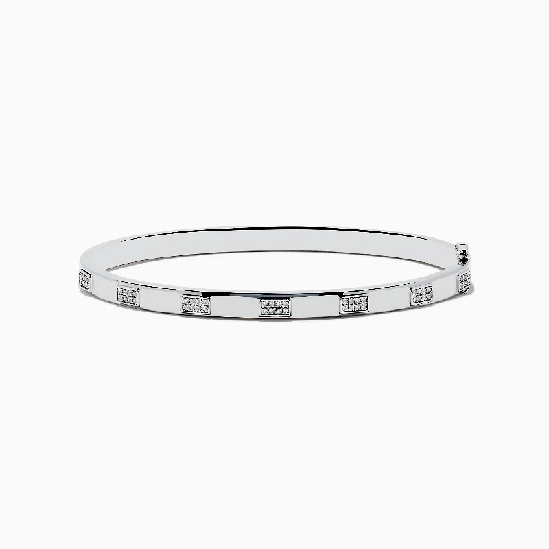 Simple gold bracelets for elegant simplicity-925 Sterling Silver and Diamond Bangle