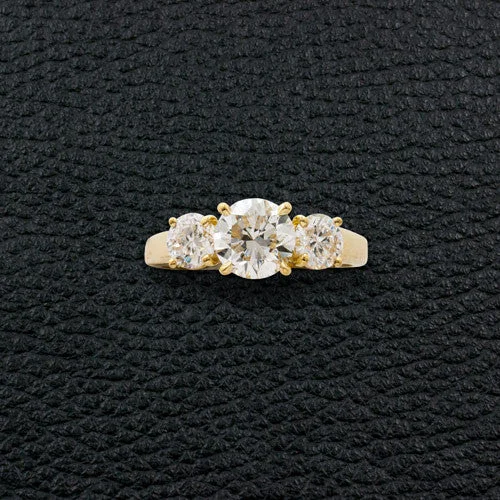 Elegant rose gold rings for sophisticated style-Three Diamond Ring in Yellow Gold