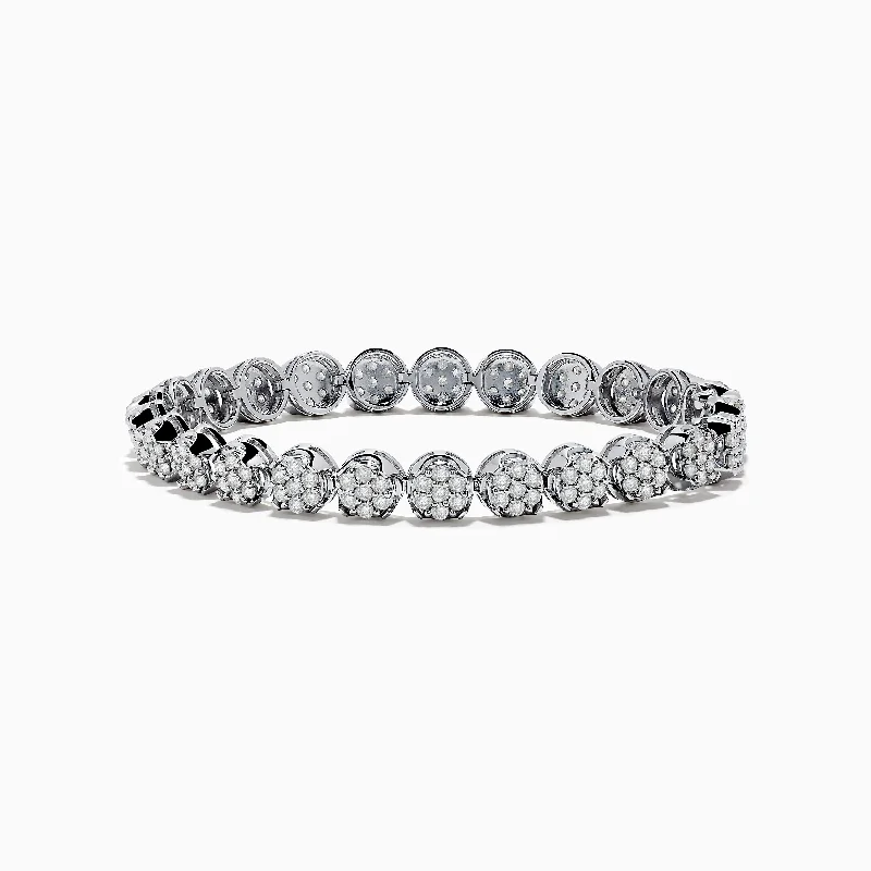 Simple leather bracelets for a casual look-925 Sterling Silver Diamond Bouquet Bracelet 3.92 TCW