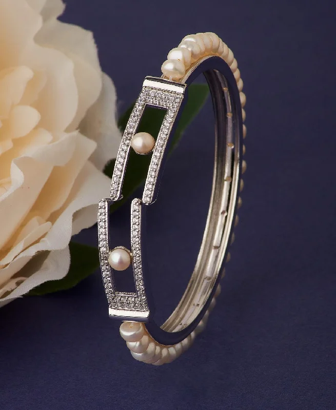 Classic silver bangles for timeless appeal-Delightful Real Pearl Bangle