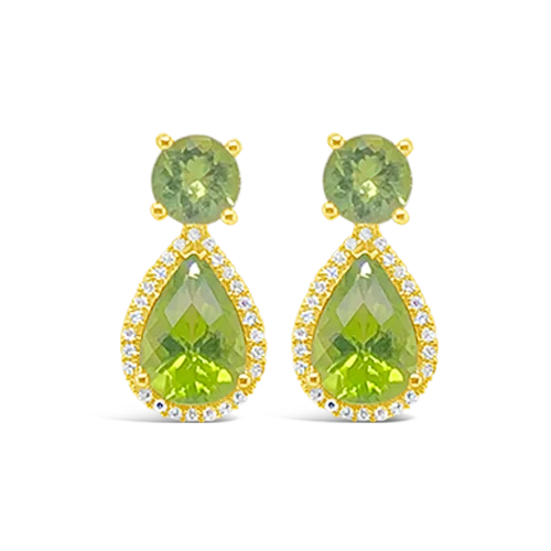 Statement earrings for bold fashion statements-Peridot & Diamond Earrings