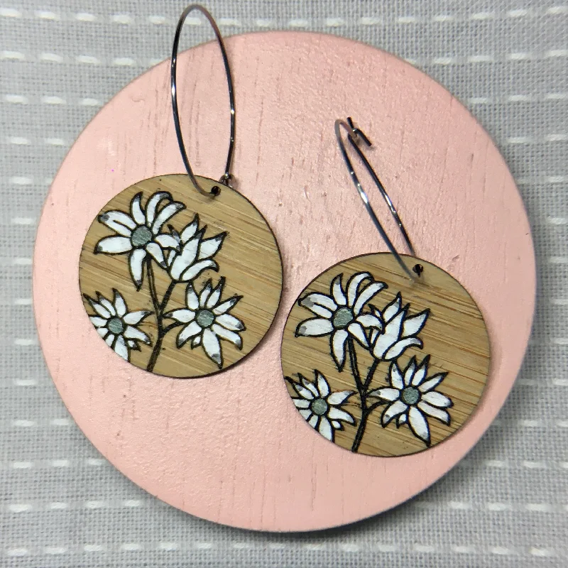 Chic drop earrings for evening events-Floral Hoop Earrings - Flannel Flower