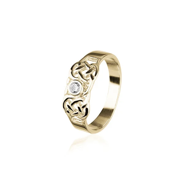 Custom rings with intricate designs for unique gifts-Celtic Gold Ring GCR159