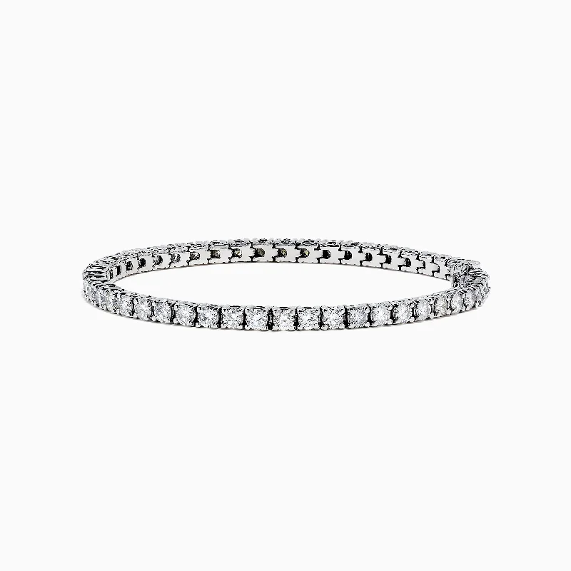 Leather and metal bracelets for bold fashion-14K White Gold Diamond Tennis Bracelet, 6.50 TCW