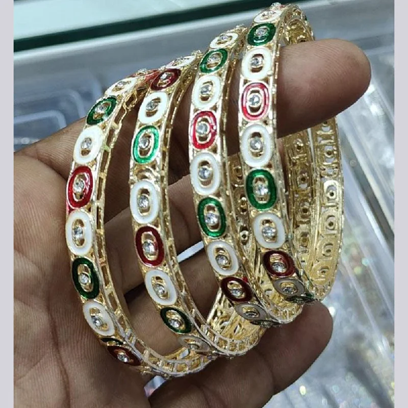 Wide bangles for a standout look-Pooja Bangles Gold Plated Meenakari Bangles Set