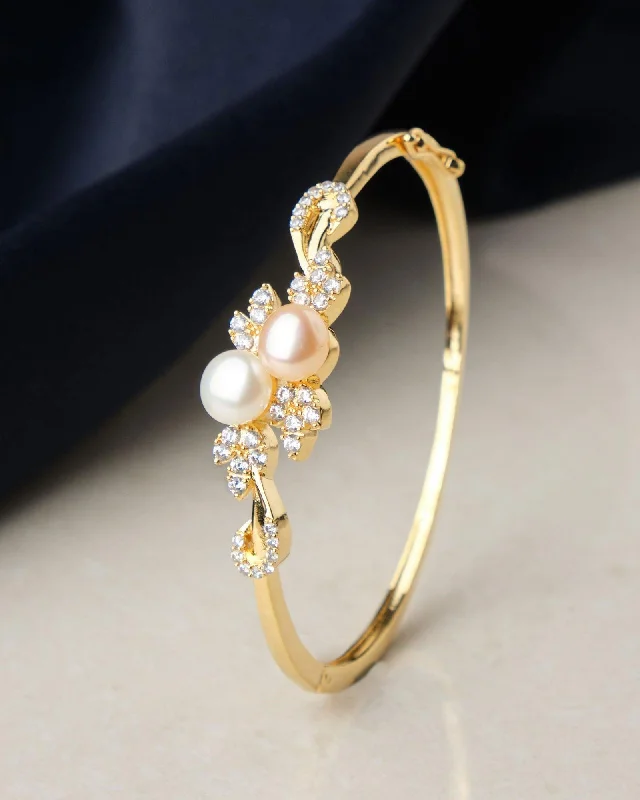 Crystal bangles for sparkling elegance-Grape Vine Pearl Bangle