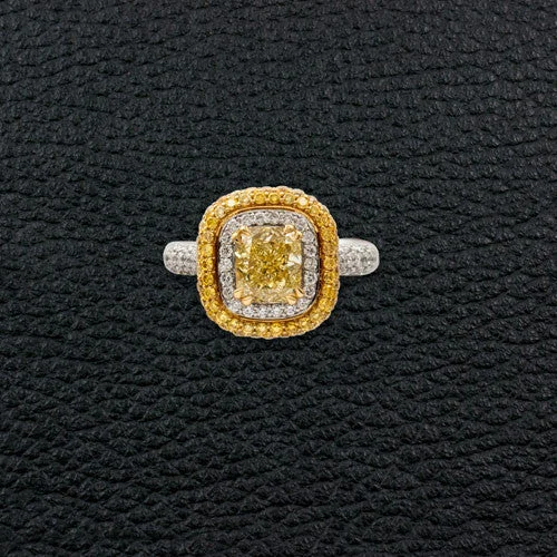 Unique cocktail rings with colorful gemstones-Yellow & White Diamond Ring