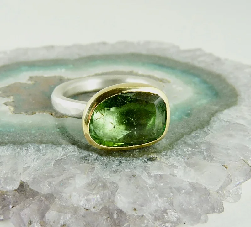 Custom signet rings for a personalized look-Rose Cut Green Tourmaline Ring