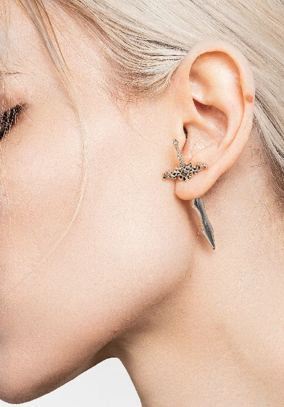 Sterling silver earrings with chic designs-Harpe Dagger Earrings