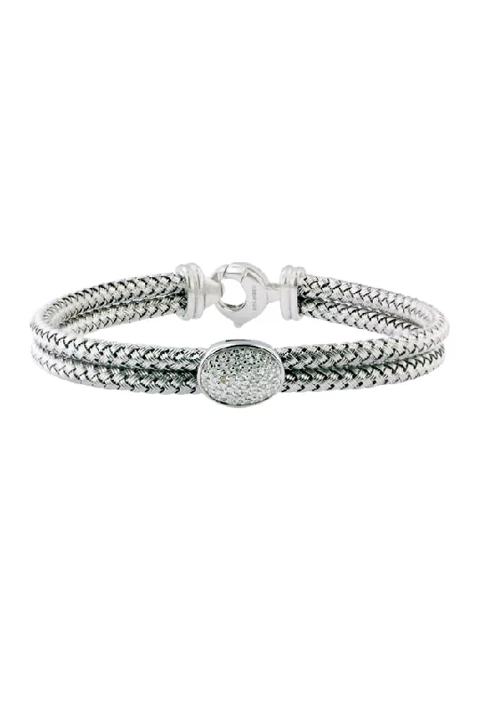 Bracelets with engraved messages for special occasions-925 Sterling Silver and Diamond Bracelet, .15 TCW