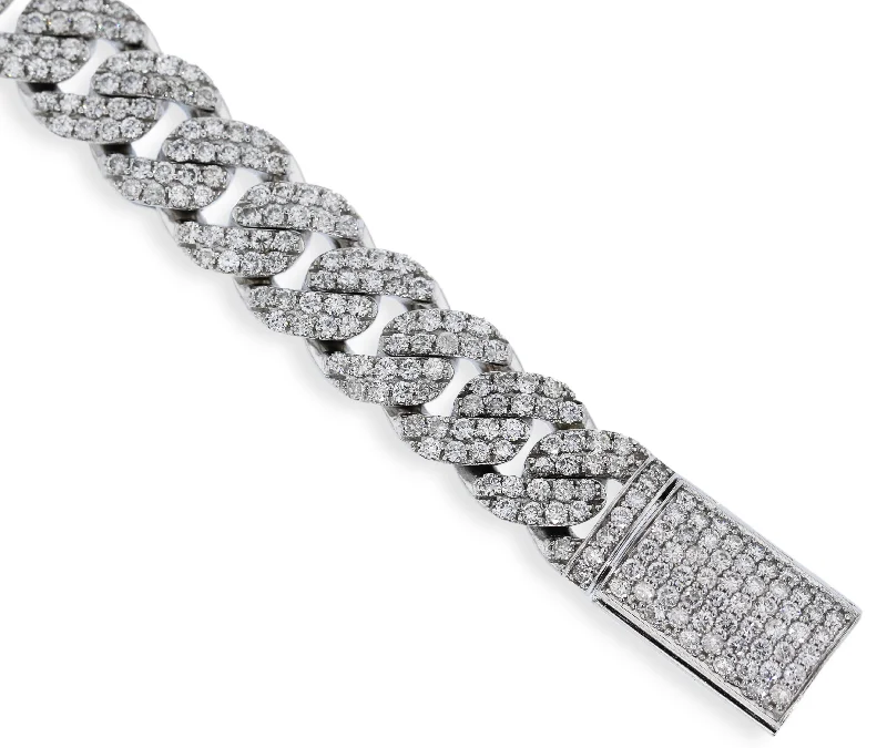 Colorful charm bracelets for fun and personal style-MEN'S 14KT WHITE GOLD 9.33CTW DIAMOND BRACELET