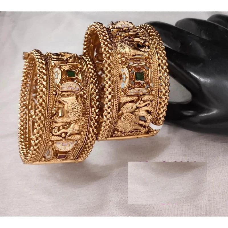 Slim gold bangles for a delicate look-Akruti Collection Copper Gold Plated Bangle Set