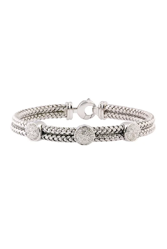 Classic pearl bracelets for a refined look-925 Sterling Silver and Diamond Bracelet, .12 TCW