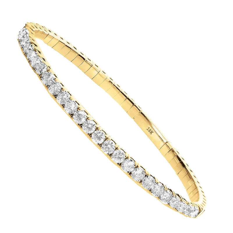 Modern bangle bracelets for contemporary style-18KT YELLOW GOLD 2.30 CARAT ROUND DIAMOND FLEX BANGLE BRACELET