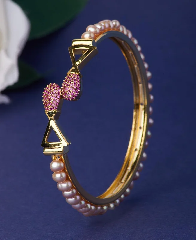 Luxury diamond-studded bangles for an upscale look-Beautiful and Classy Pearl Bangle