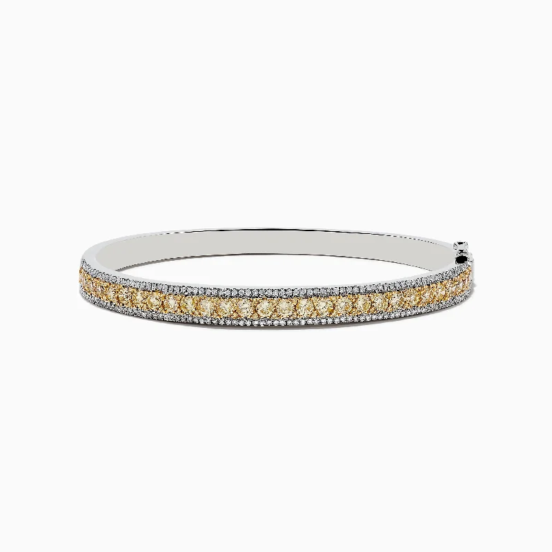 Braided leather bracelets for a rugged look-Canare 14k White Gold Yellow Diamond Bangle 3.40 TCW