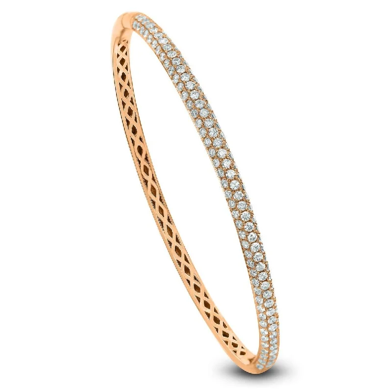 Geometric bangles for modern fashion lovers-18KT Gold 2 CTW Diamond Oval Bangle Bracelet