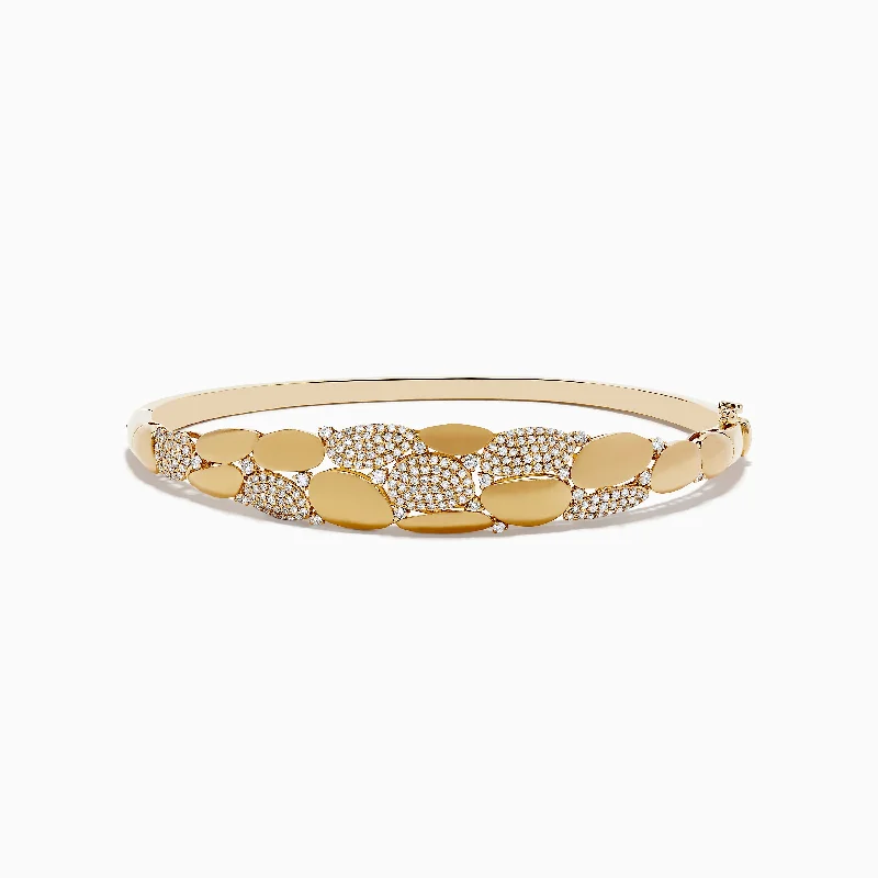 Rose gold bracelets for romantic elegance-14K Yellow Gold Diamond Bangle