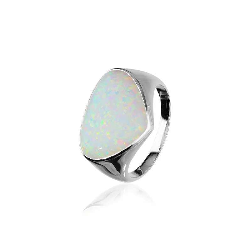 Unique sapphire rings for luxury lovers-Sahara Sunset Silver Ring SR172 White Opal