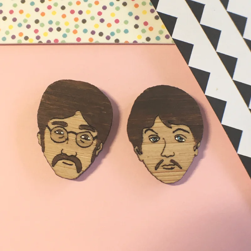 Abstract-shaped earrings for a bold style-Face Studs: The Beatles