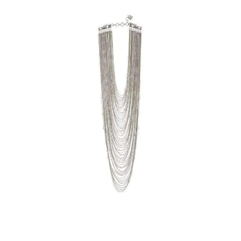 Designer necklaces for high-end fashion-Silver Draped Chain Necklace