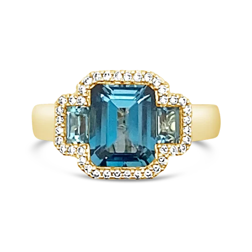 Unique sapphire rings for luxury lovers-Blue Topaz & Diamond Ring