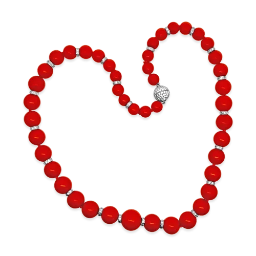 Custom pendant necklaces for personal style-Coral Bead & Diamond Necklace