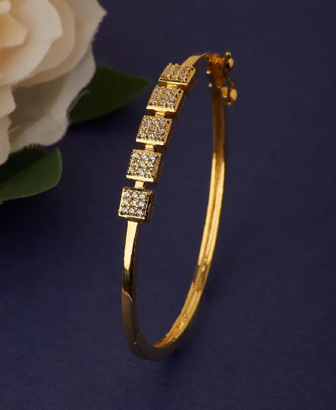 Designer bangles for luxury jewelry collections-Statement Stone Studded Bangle